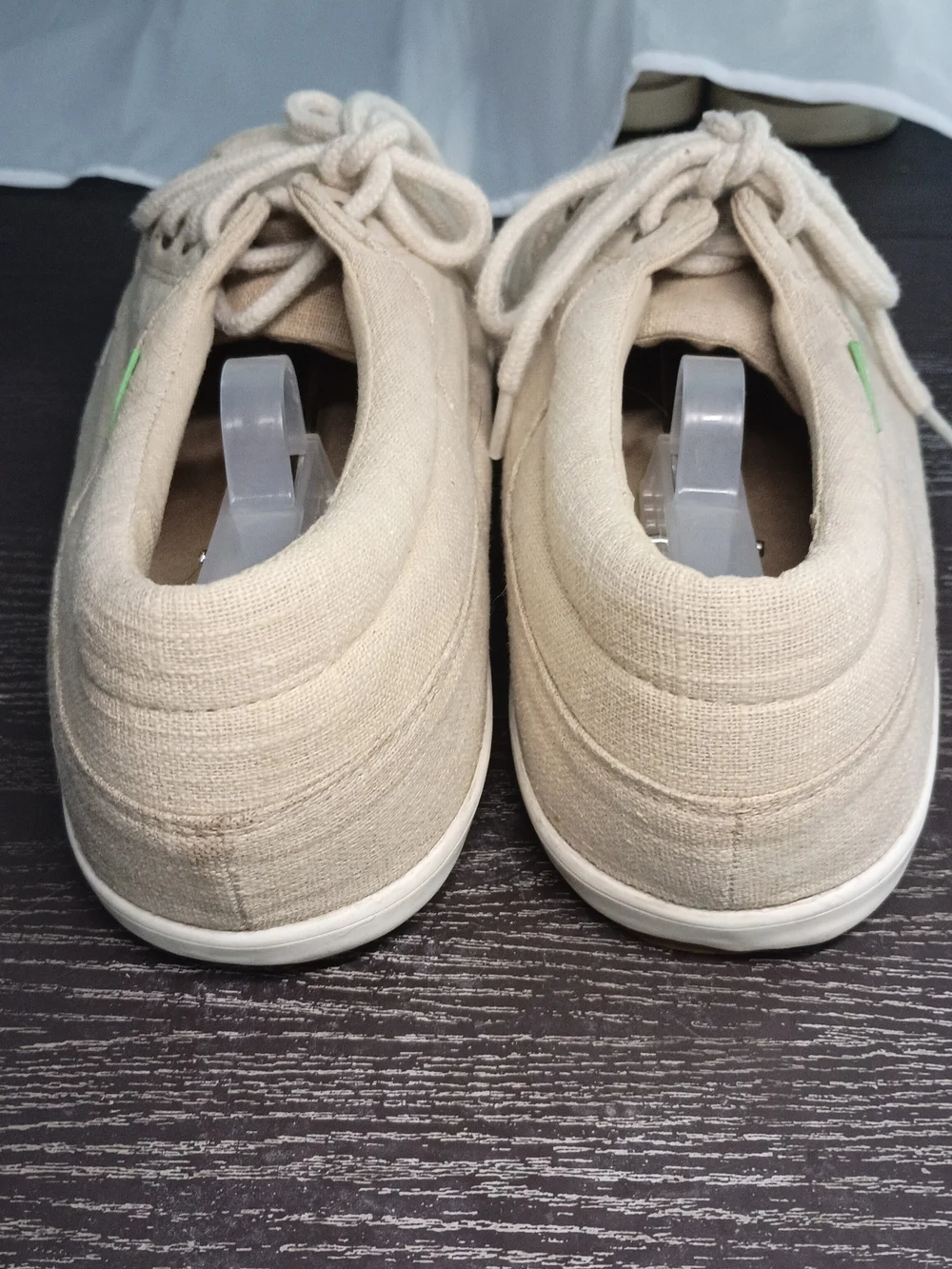 Sanuk Men's 10M Natural Beige Linen Boat Shoes.